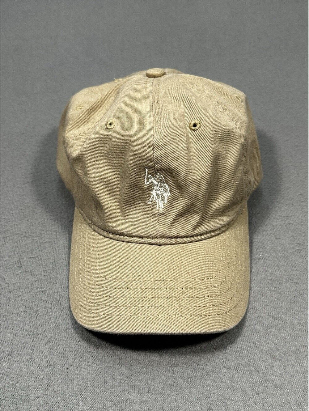 U.S. Polo Assn Tan Dad Hat Adjustable Strap Back Logo Embroidered Cap